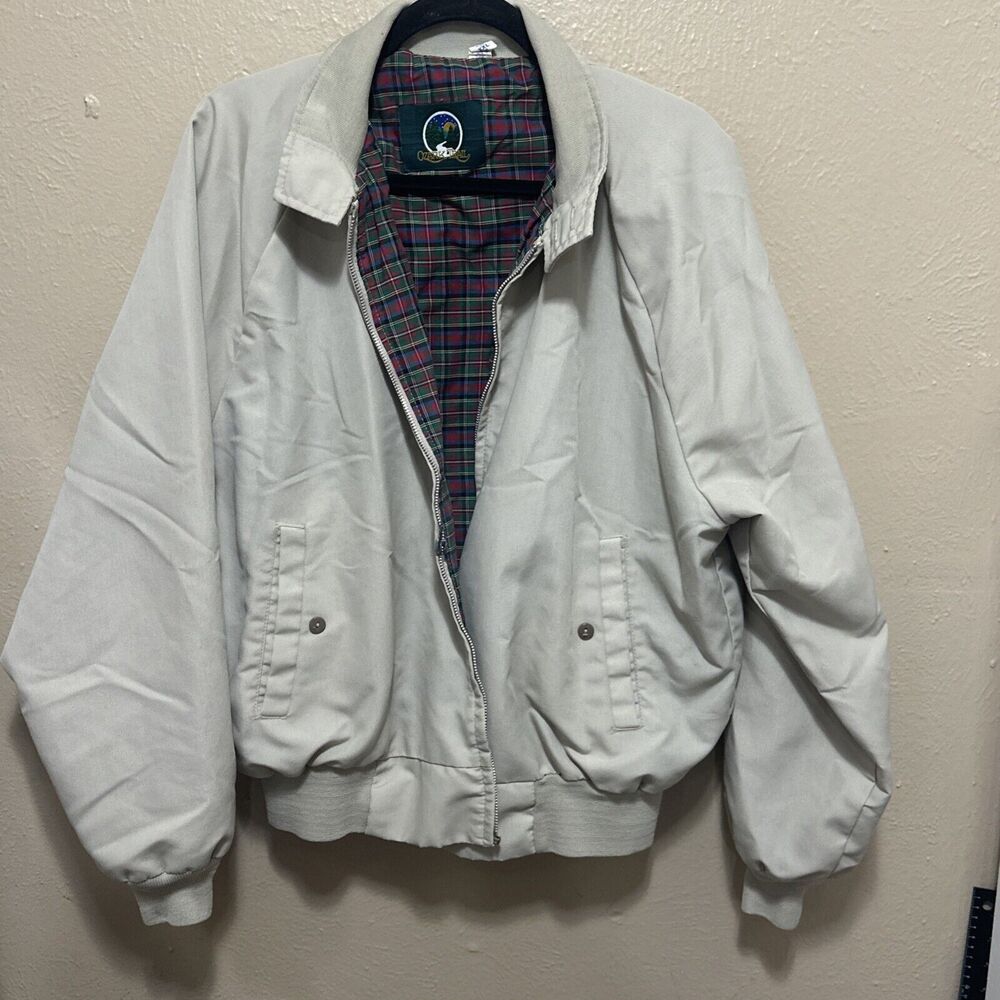 Vintage Ozark Trail Bomber‎ Style Tan/Khaki Jacket Pockets Plaid Lined Size XXL